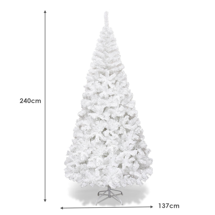 5/6/7/8 Feet White Artificial Christmas Tree with Metal Stand