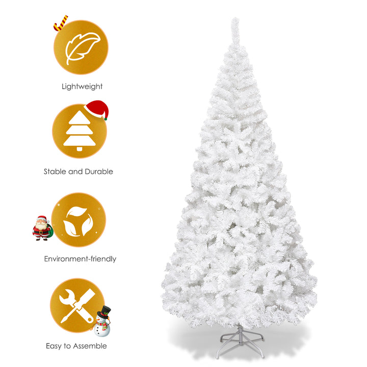 5/6/7/8 Feet White Artificial Christmas Tree with Metal Stand