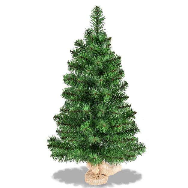 2FT/3FT Mini Artificial Tabletop Christmas Tree w/ Burlap Base-3FT
