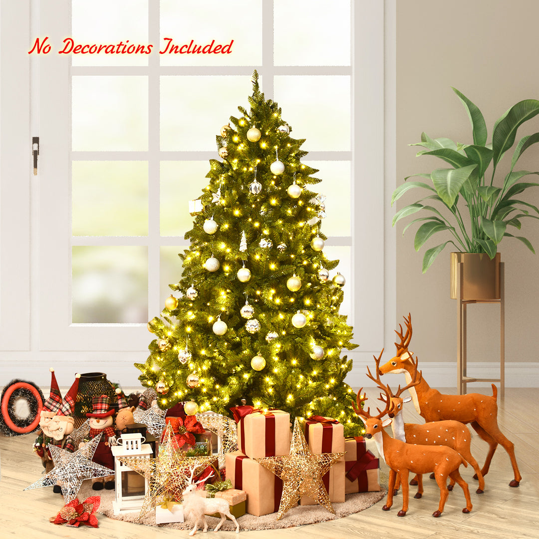 Pre-Lit Artificial Christmas Tree with 8 Lighting Modes and Foldable Metal Stand