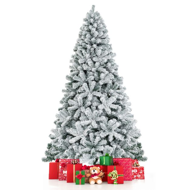 Snow Flocked Artificial Christmas Tree with 600/1010 Tips-7.5 FT