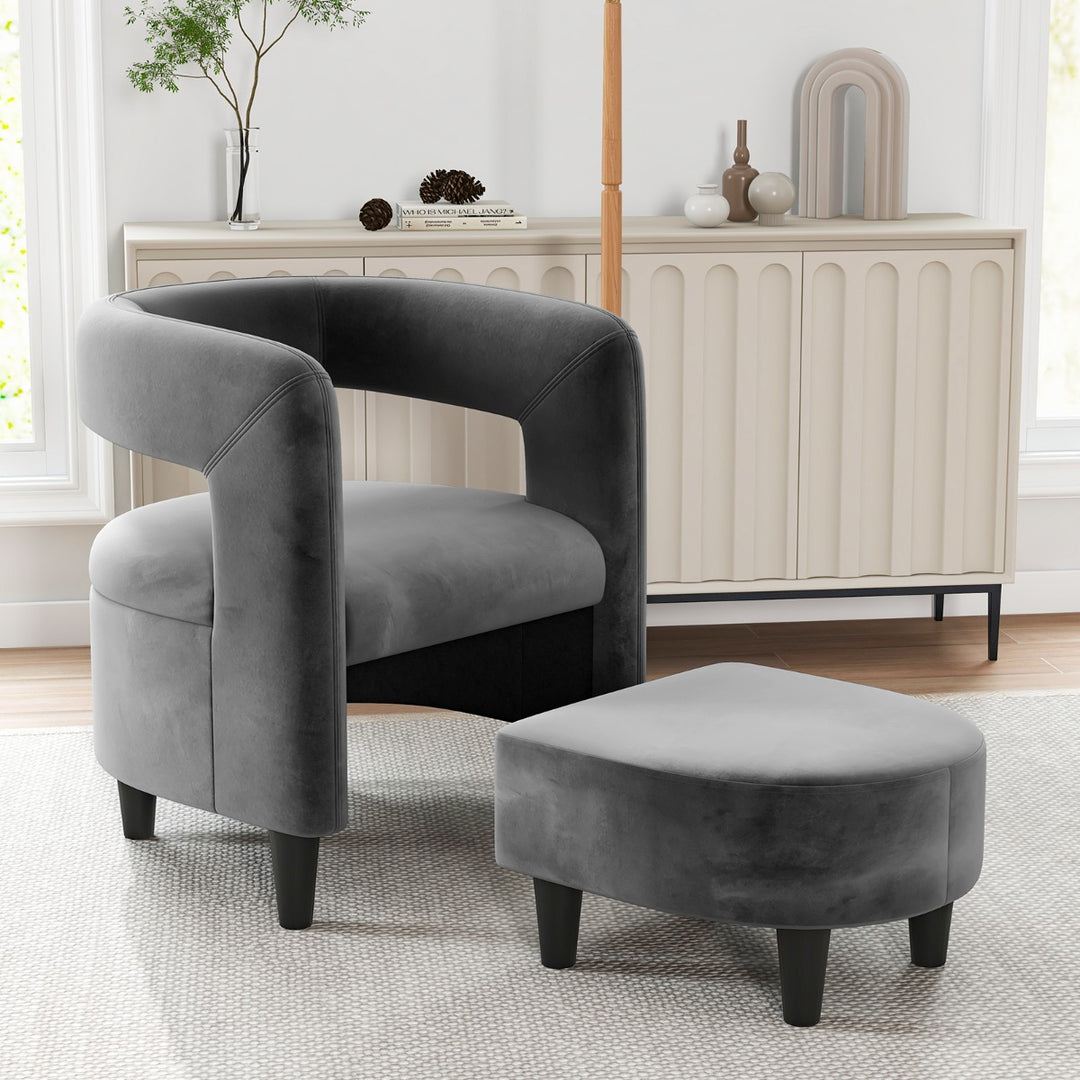 Comfy Accent Armchair with Footrest and Solid Wood Frame