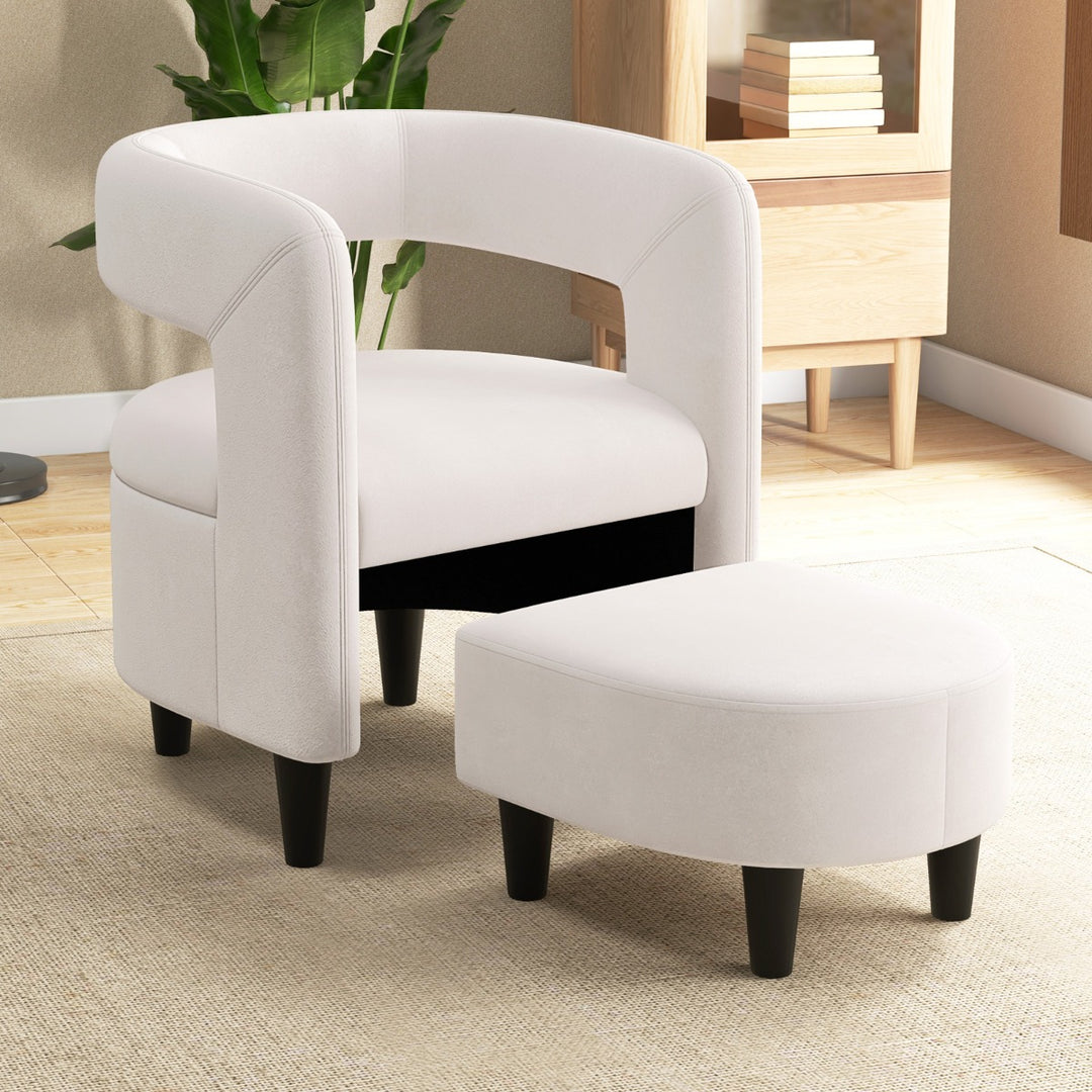 Comfy Accent Armchair with Footrest and Solid Wood Frame