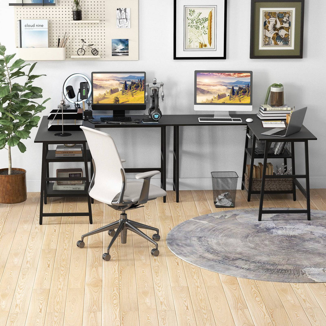 120cm L Shaped Computer Desk Corner Study Writing Desk with Outlets - TidySpaces