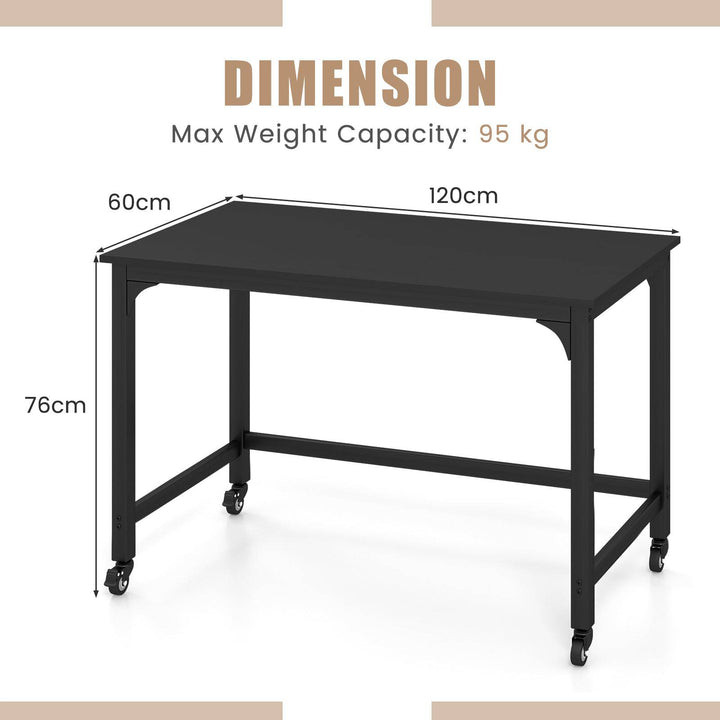 120cm Rolling Computer Desk on Wheels - TidySpaces