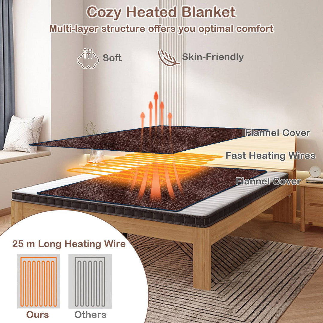 130 x 180 cm Electric Heated Blanket with 4 Heating Levels - TidySpaces