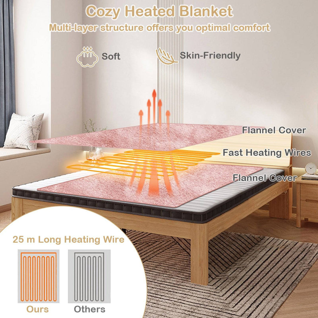 130 x 180 cm Electric Heated Blanket with 4 Heating Levels - TidySpaces