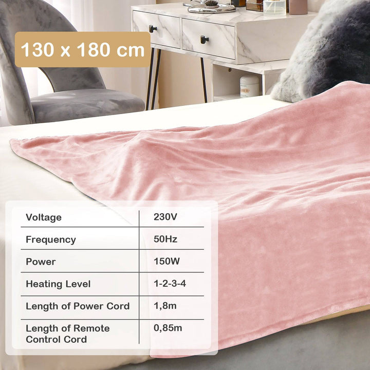 130 x 180 cm Electric Heated Blanket with 4 Heating Levels - TidySpaces