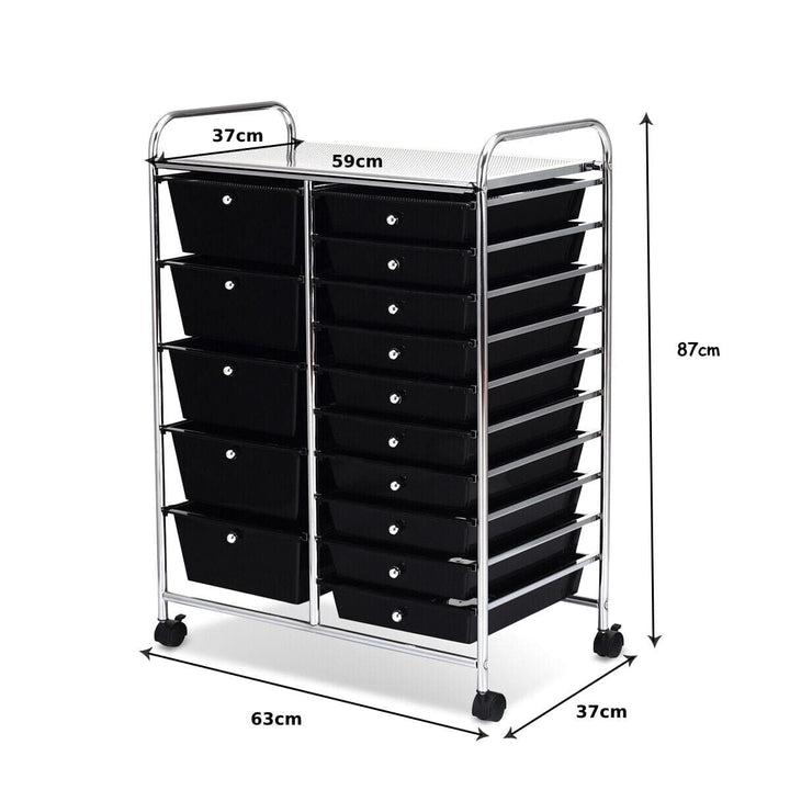 15 Drawer Rolling Storage Cart with 4 Wheels for Beauty Salon - TidySpaces