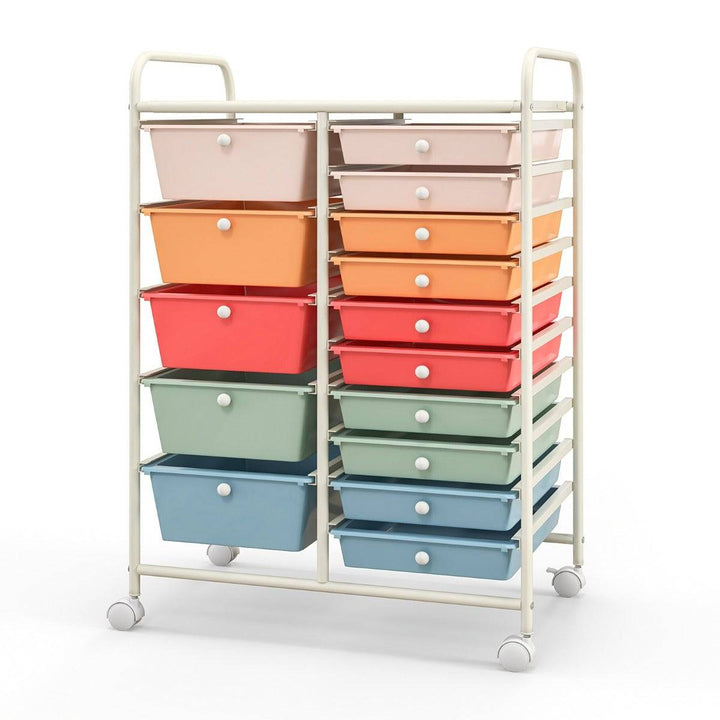 15 Drawer Rolling Storage Cart with 4 Wheels for Beauty Salon - TidySpaces