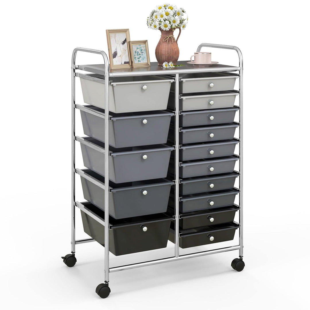 15 Drawer Rolling Storage Cart with 4 Wheels for Beauty Salon - TidySpaces