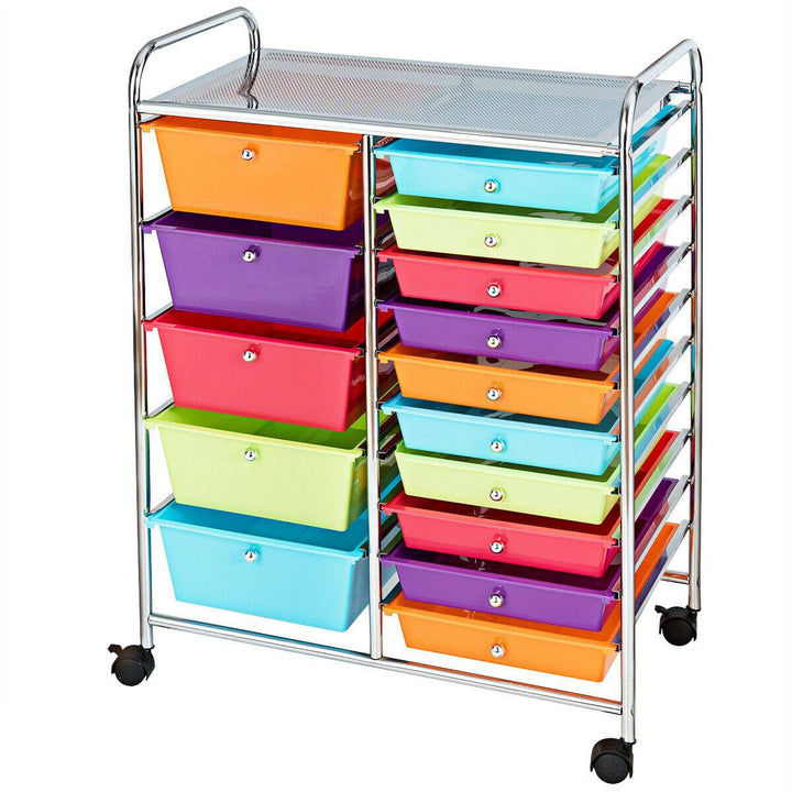 15 Drawer Rolling Storage Cart with 4 Wheels for Beauty Salon - TidySpaces