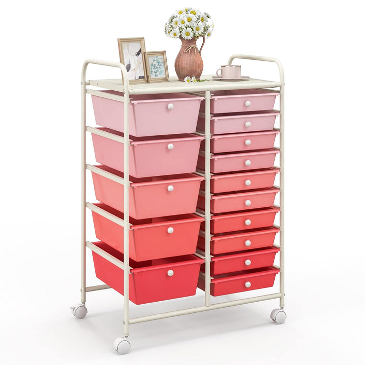 15 Drawer Rolling Storage Cart with 4 Wheels for Beauty Salon - TidySpaces