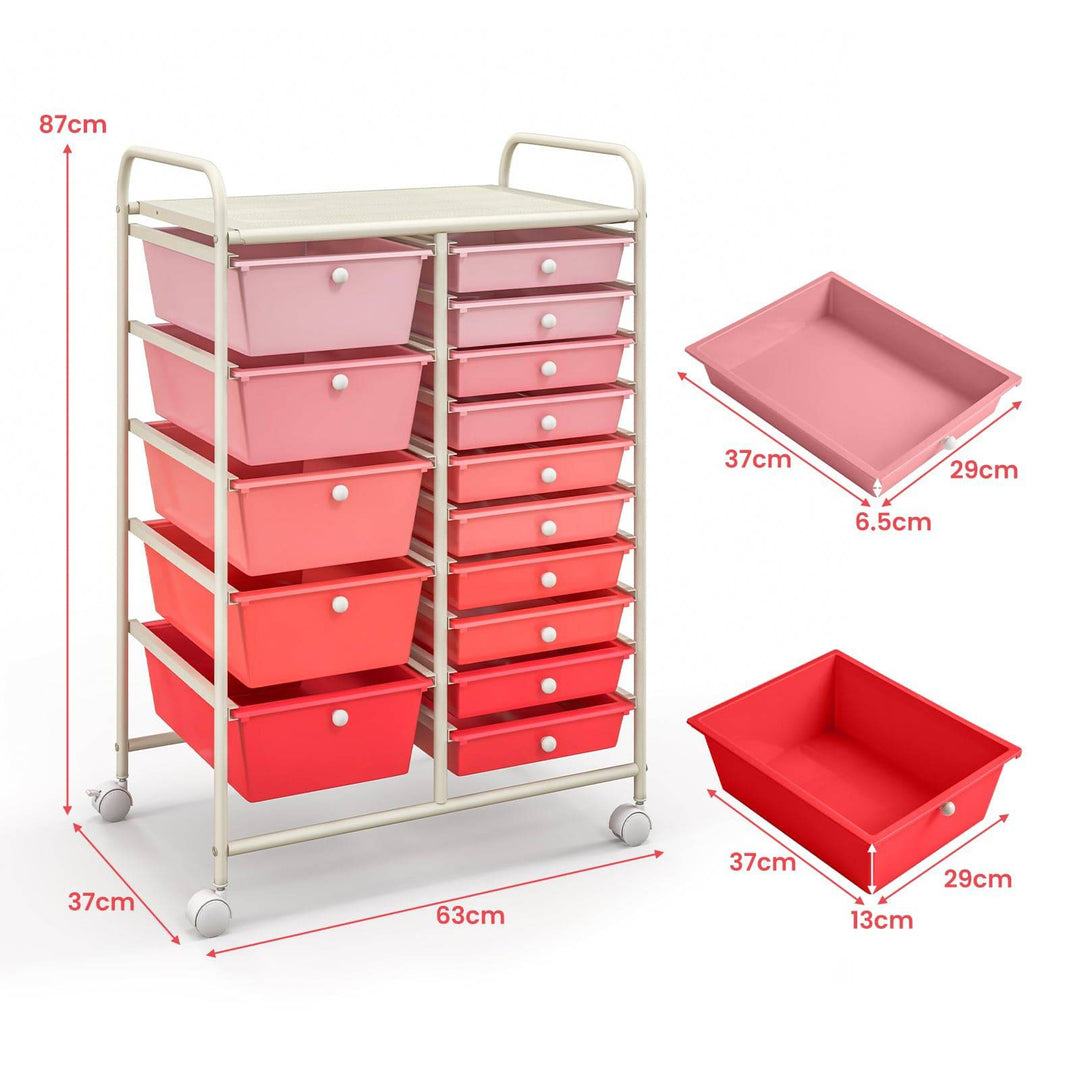 15 Drawer Rolling Storage Cart with 4 Wheels for Beauty Salon - TidySpaces