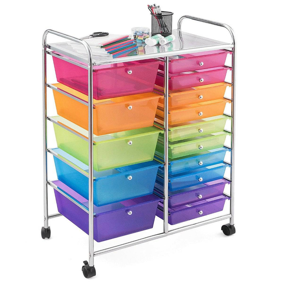 15 Drawer Rolling Storage Cart with 4 Wheels for Beauty Salon - TidySpaces