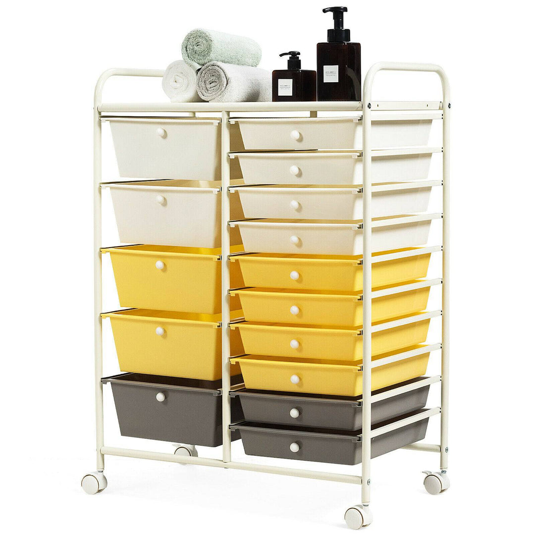 15 Drawer Rolling Storage Cart with 4 Wheels for Beauty Salon - TidySpaces