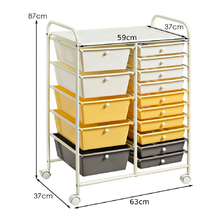 15 Drawer Rolling Storage Cart with 4 Wheels for Beauty Salon - TidySpaces