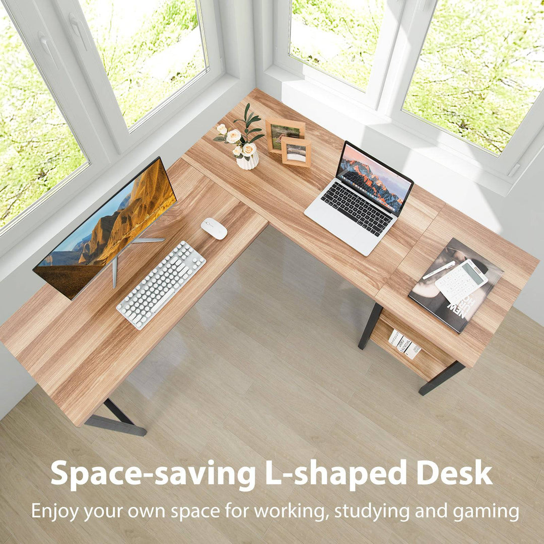 150 x 140 x 75cm Large Corner L Shaped Computer Desk with 3 Storage Shelves - TidySpaces