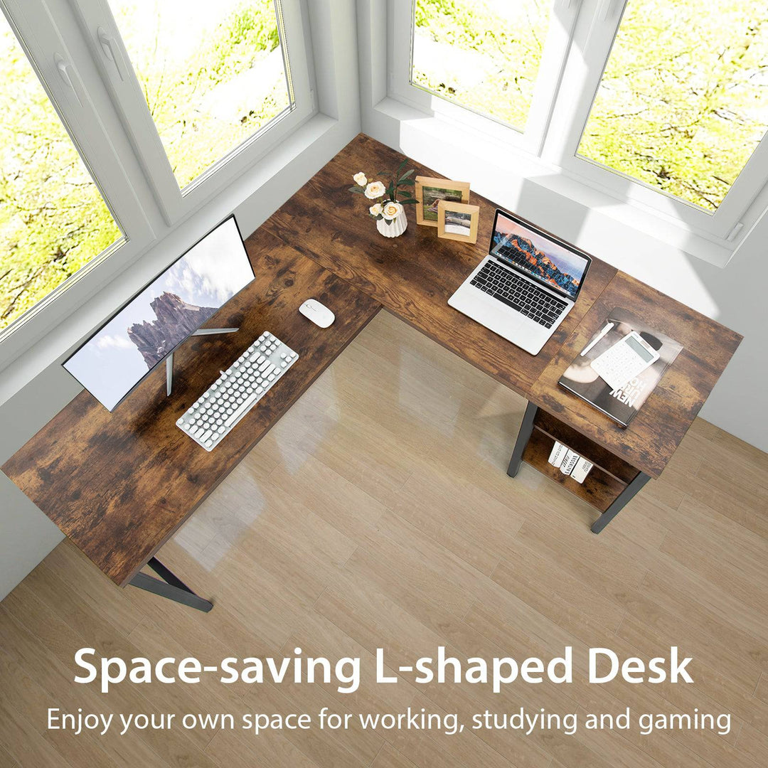 150 x 140 x 75cm Large Corner L Shaped Computer Desk with 3 Storage Shelves - TidySpaces