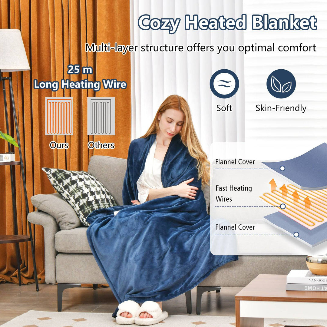 150 x 200 cm Electric Heated Blanket with 4 Heating Levels - TidySpaces