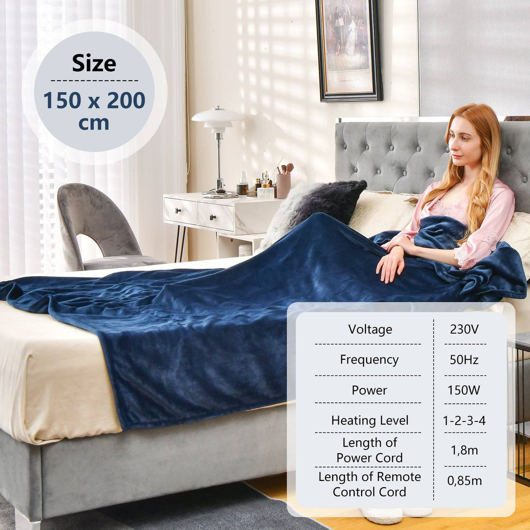 150 x 200 cm Electric Heated Blanket with 4 Heating Levels - TidySpaces