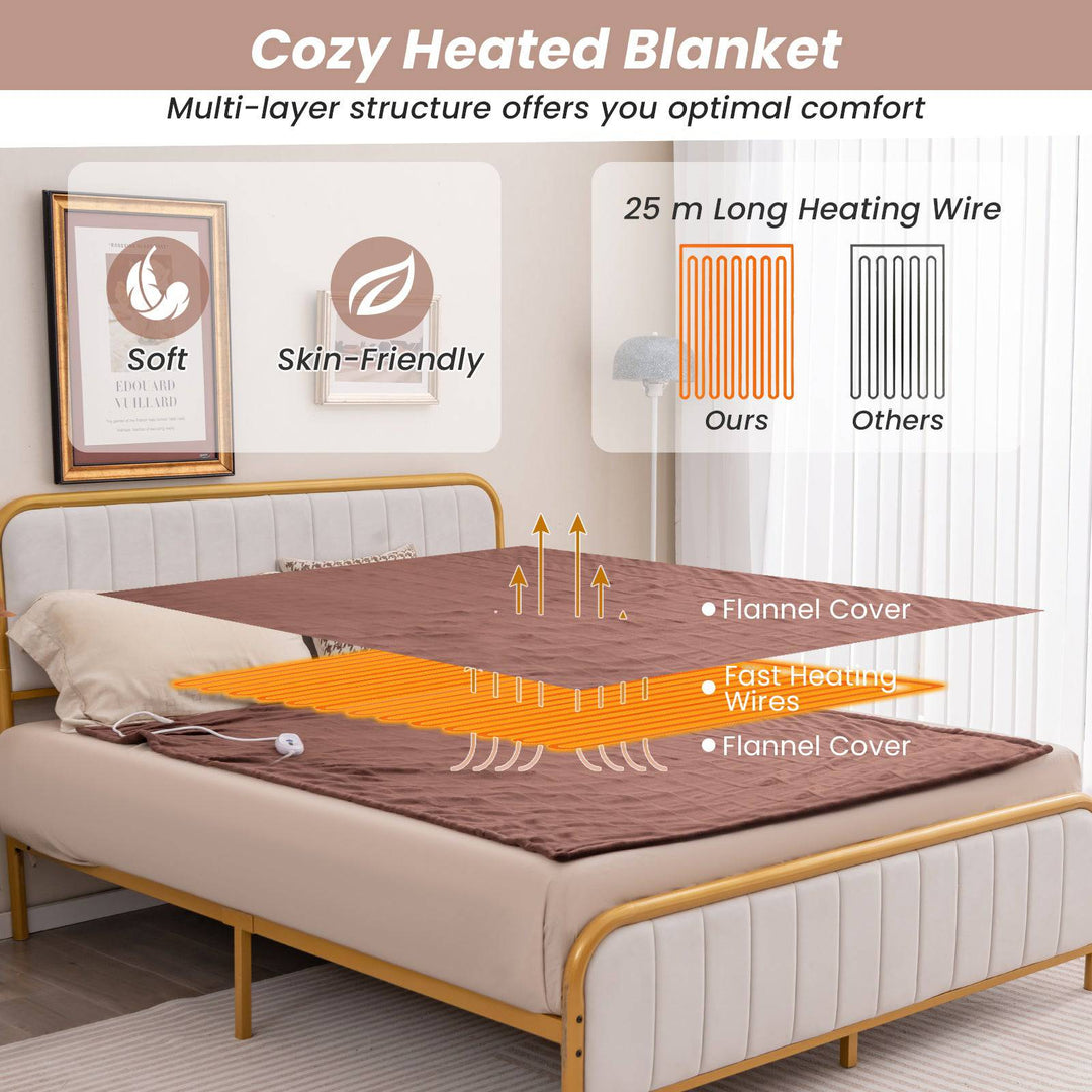 150 x 200 cm Electric Heated Blanket with 4 Heating Levels - TidySpaces