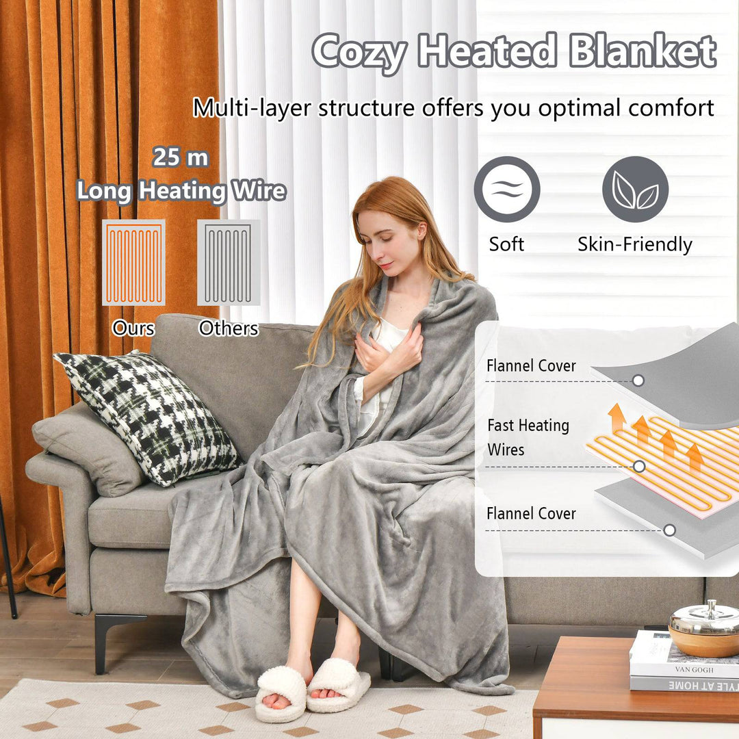 150 x 200 cm Electric Heated Blanket with 4 Heating Levels - TidySpaces