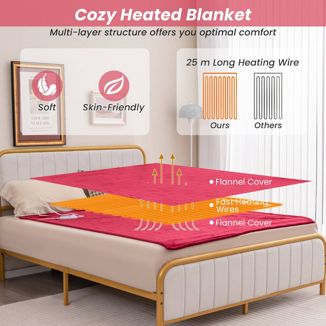 150 x 200 cm Electric Heated Blanket with 4 Heating Levels - TidySpaces