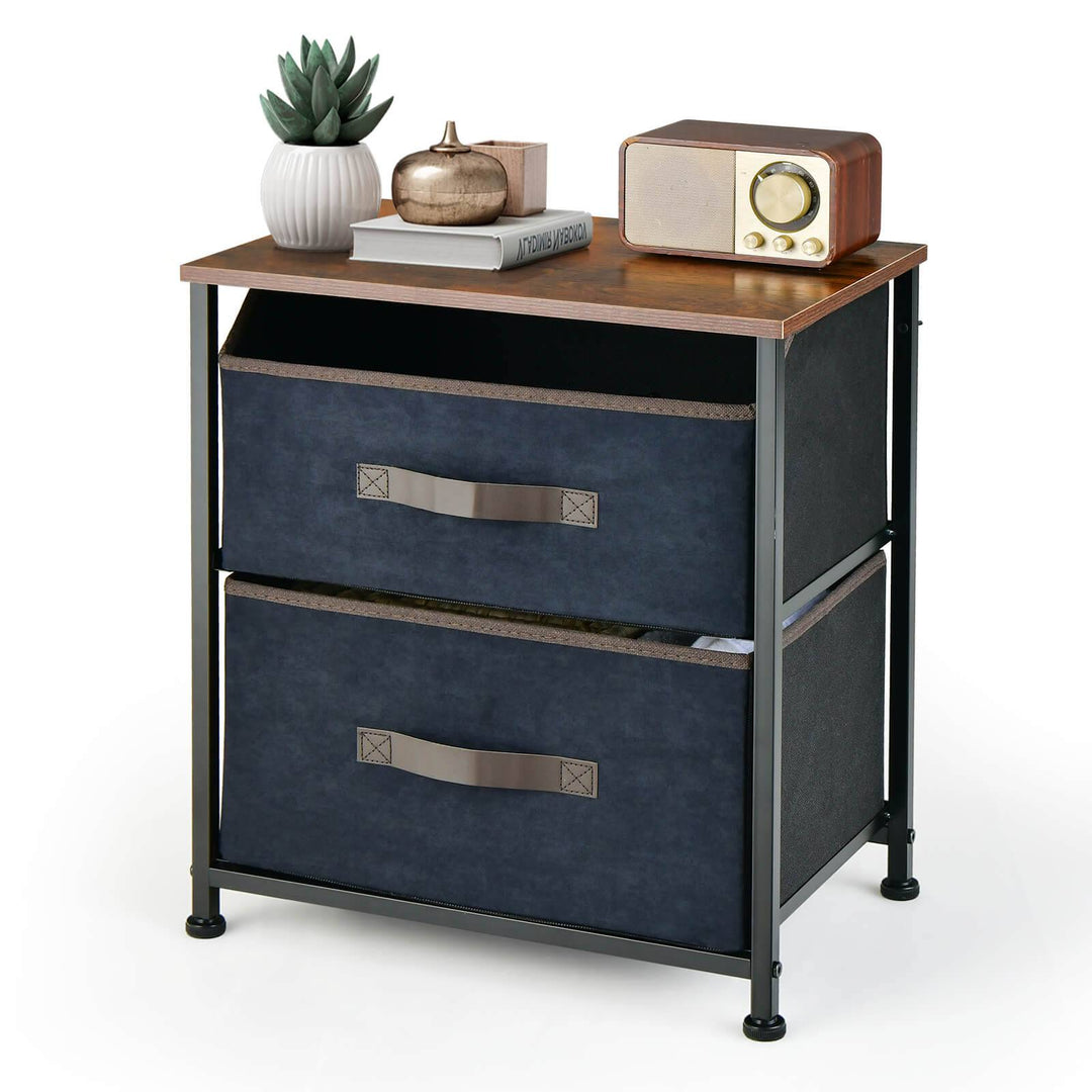 2 Drawer Industrial Nightstand with Anti Toppling Device Rustic - TidySpaces