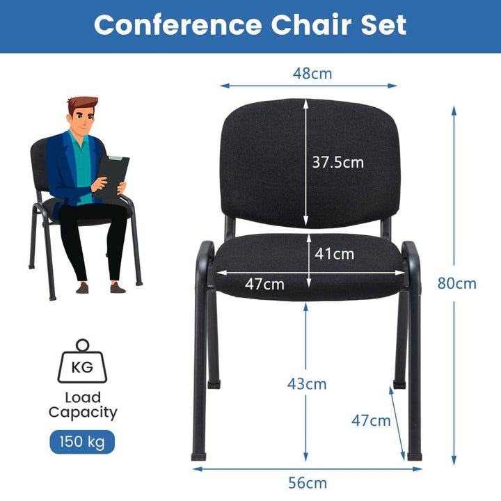 2 Pack Conference Chair Set with Metal Frame and Padded Cushion - TidySpaces