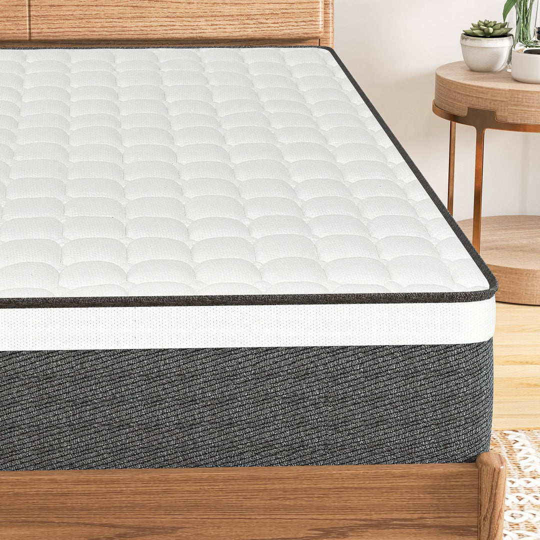 23cm High Density Foam Box spring Mattress in a Box White & Grey - TidySpaces