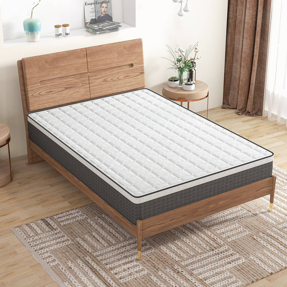 23cm High Density Foam Box spring Mattress in a Box White & Grey - TidySpaces