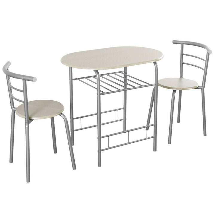 3 Pieces Compact Dining Set with Storage Shelf for Kitchen Bars - TidySpaces