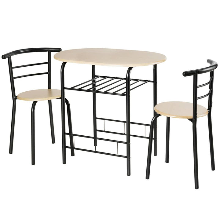 3 Pieces Compact Dining Set with Storage Shelf for Kitchen Bars - TidySpaces