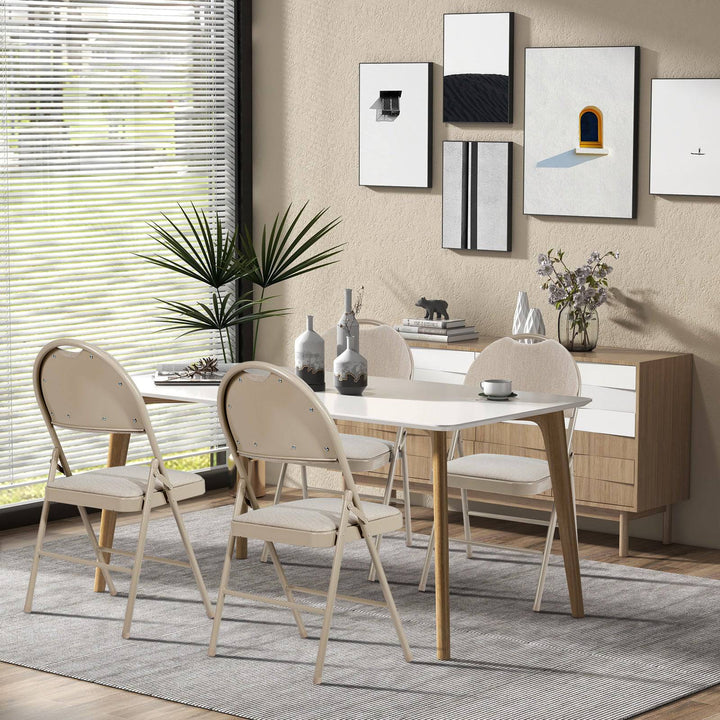 4 Pieces Folding Fabric Dining Chairs with Cushioned Seat and Back - TidySpaces