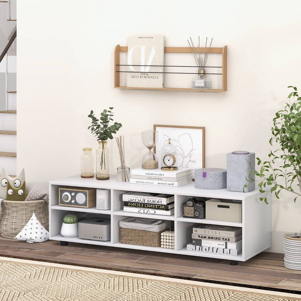 6 Cubby TV Stand TV Console Table with Adjustable Shelves - TidySpaces