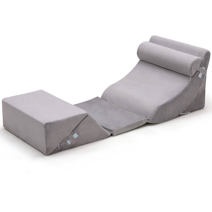 6 Pieces Bed Wedge Pillows Set with Headrest Leg Elevation Grey - TidySpaces