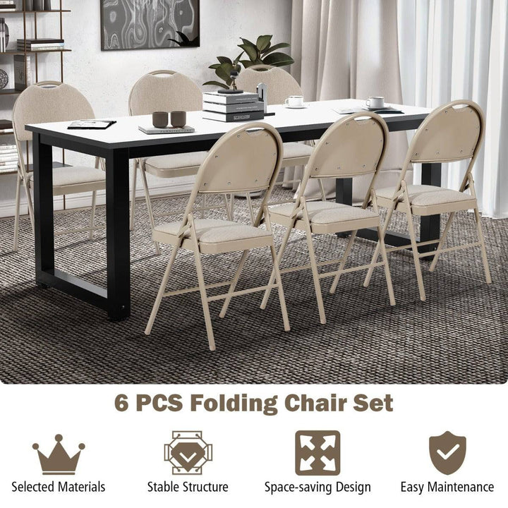 6 Pieces Folding Chairs Set with Handle Hole and Portable Backrest - TidySpaces