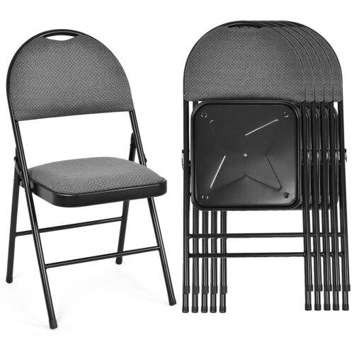 6 Pieces Folding Chairs Set with Handle Hole and Portable Backrest - TidySpaces