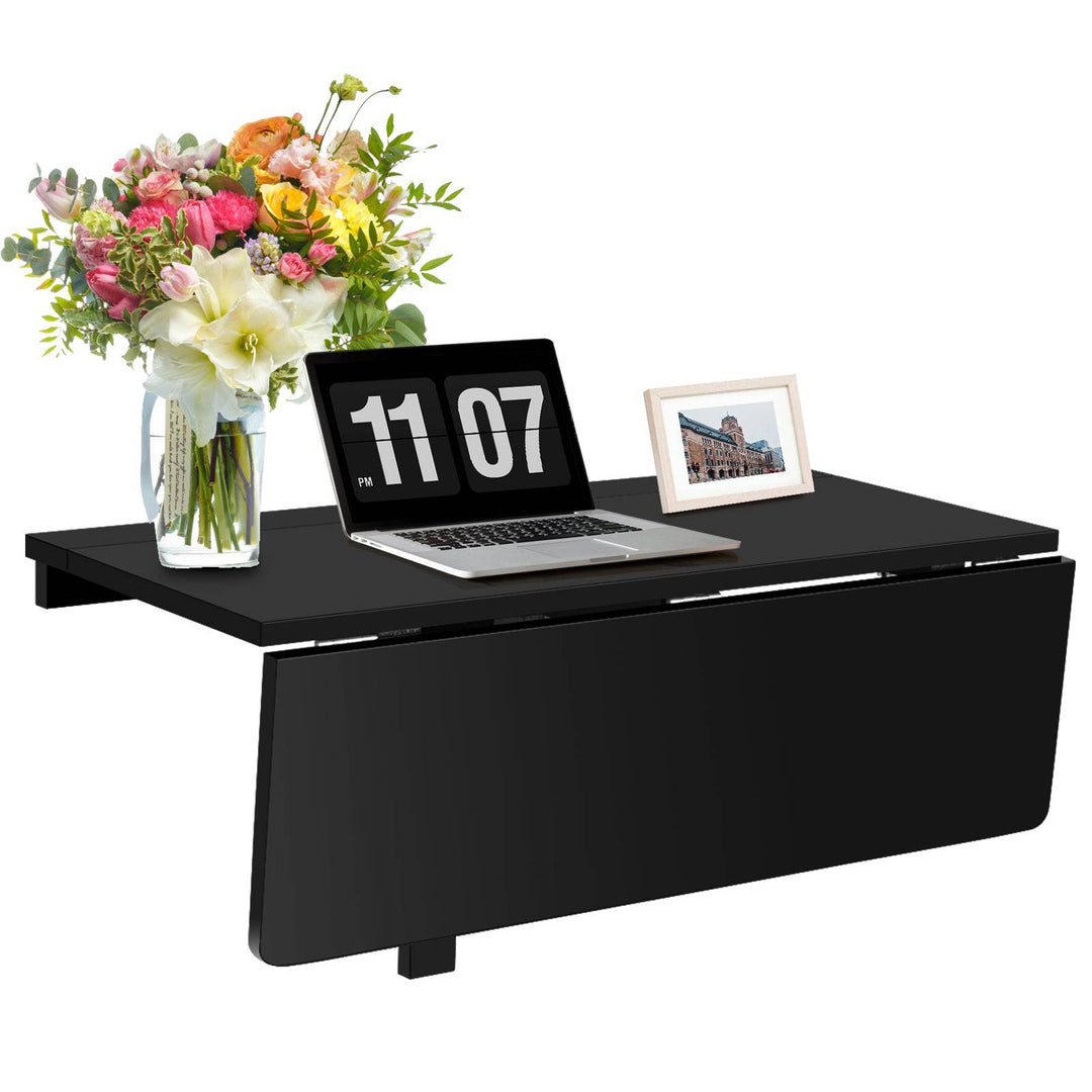 80 x 60 cm Wall Mounted Folding Table Drop Leaf Floating Writing Desk - TidySpaces