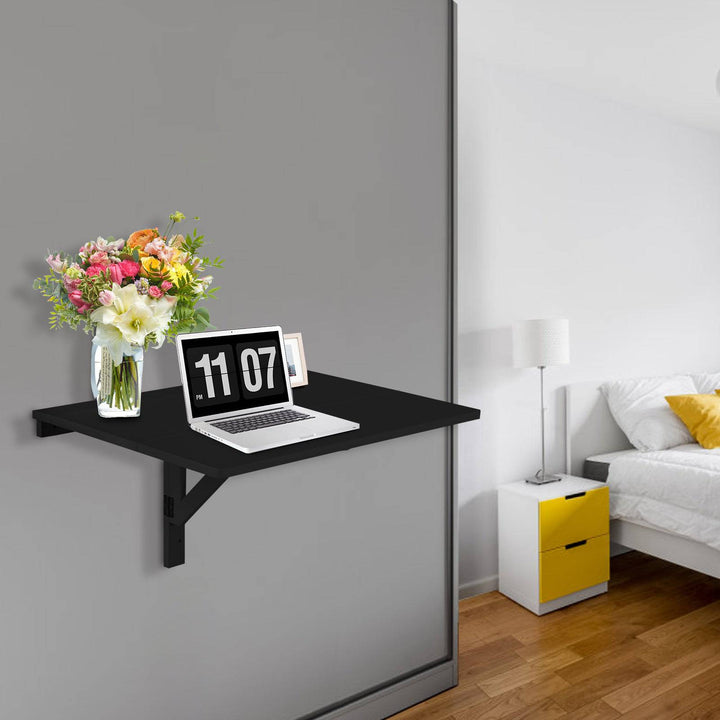 80 x 60 cm Wall Mounted Folding Table Drop Leaf Floating Writing Desk - TidySpaces