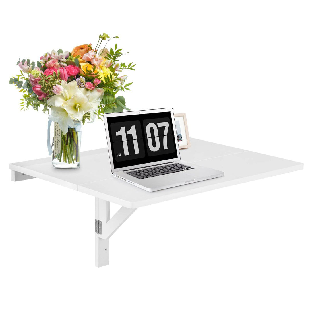 80 x 60 cm Wall Mounted Folding Table Drop Leaf Floating Writing Desk - TidySpaces