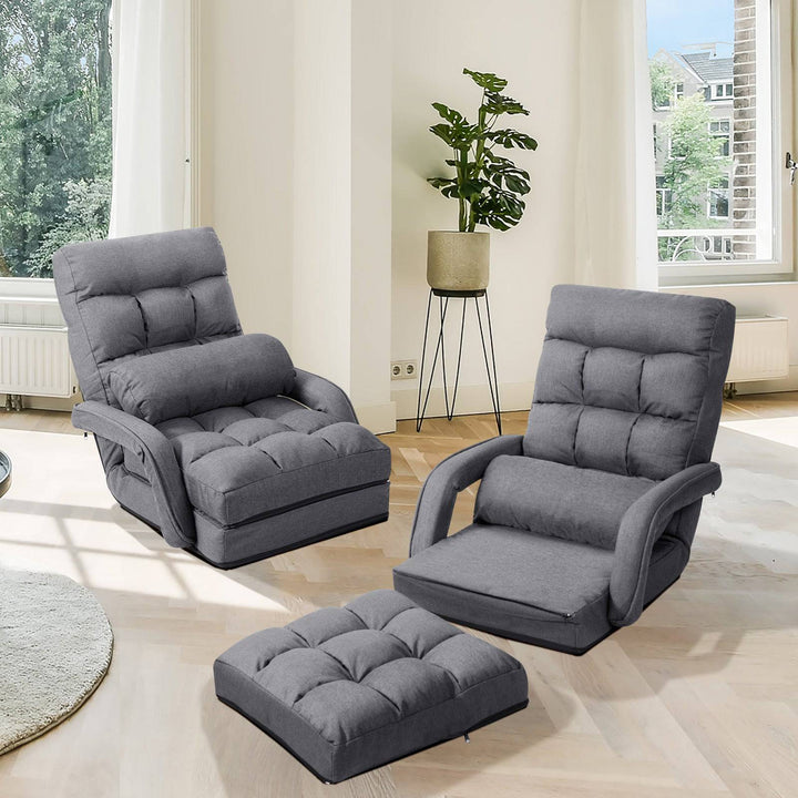 Adjustable Folding Floor Lazy Chair with Pillow - TidySpaces