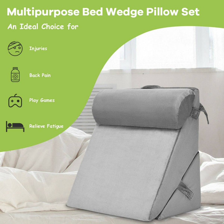 Bed Wedge Pillow with Headrest and Washable Cover for Reading - TidySpaces