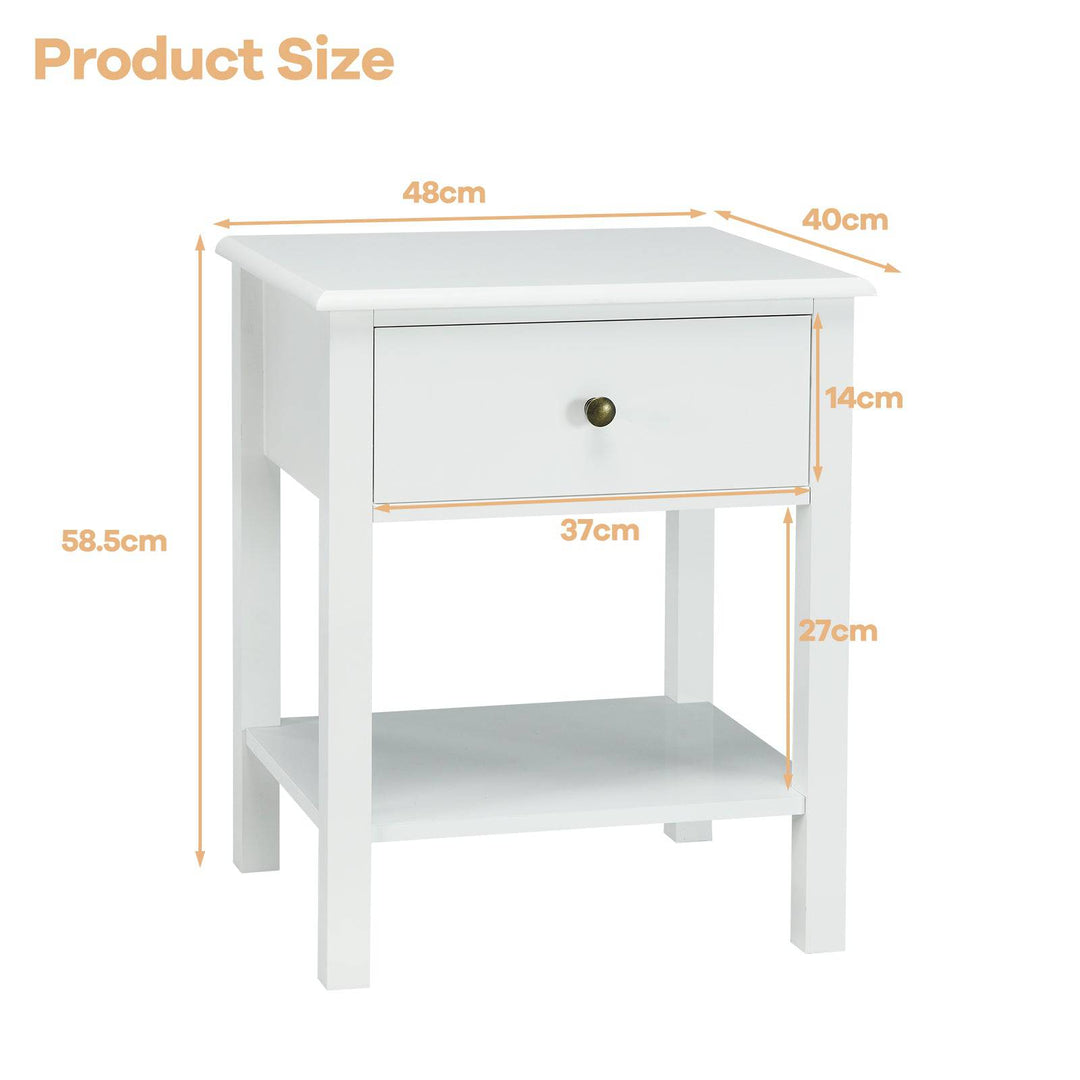 Bedside Table with Drawer and Storage Shelf - TidySpaces