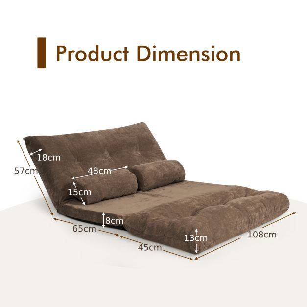 Convertible Floor Sofa Bed with 2 Waist Pillows - TidySpaces