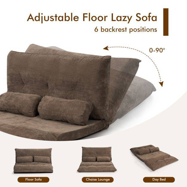 Convertible Floor Sofa Bed with 2 Waist Pillows - TidySpaces