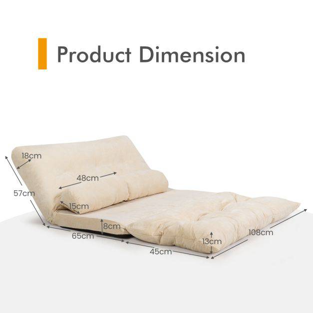 Convertible Floor Sofa Bed with 2 Waist Pillows - TidySpaces