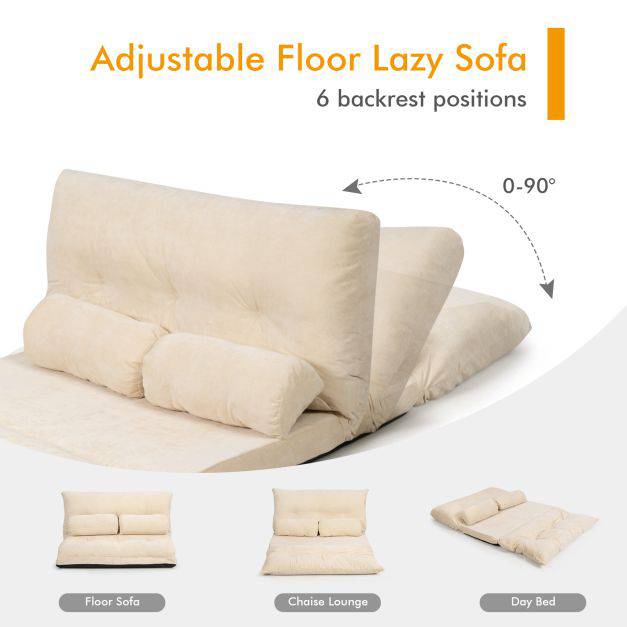 Convertible Floor Sofa Bed with 2 Waist Pillows - TidySpaces