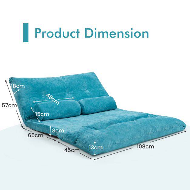 Convertible Floor Sofa Bed with 2 Waist Pillows - TidySpaces